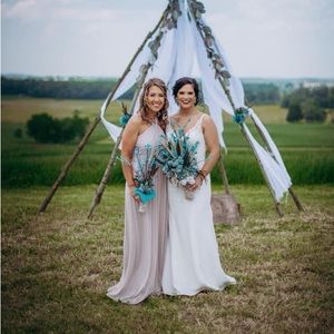 Beige chiffon bridesmaid dress